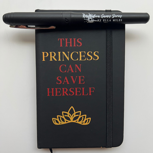 "This Princess Can Save Herself" small notebook & Retribution Games pen
